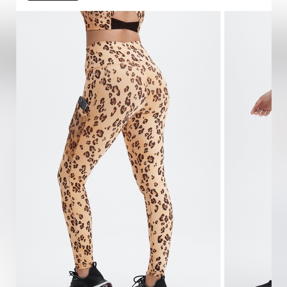 Fabletics Power Hold High-Rise Leopard Print Leggings sz L